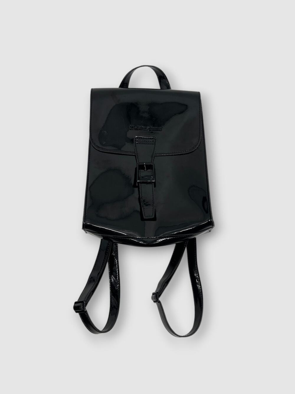 Dr. Martens Black Patent Mini Backpack with Buckle Closure